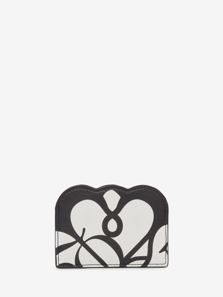 Fashion Alexander McQueen Women's Seal Logo Card Holder Ivory/Black