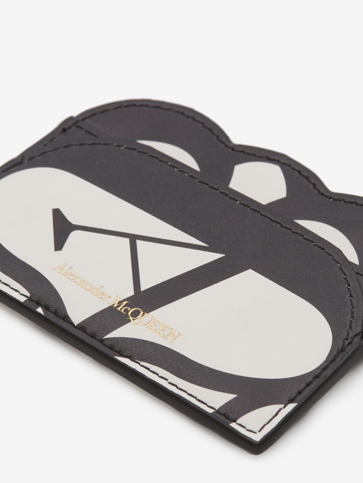 Fashion Alexander McQueen Women's Seal Logo Card Holder Ivory/Black