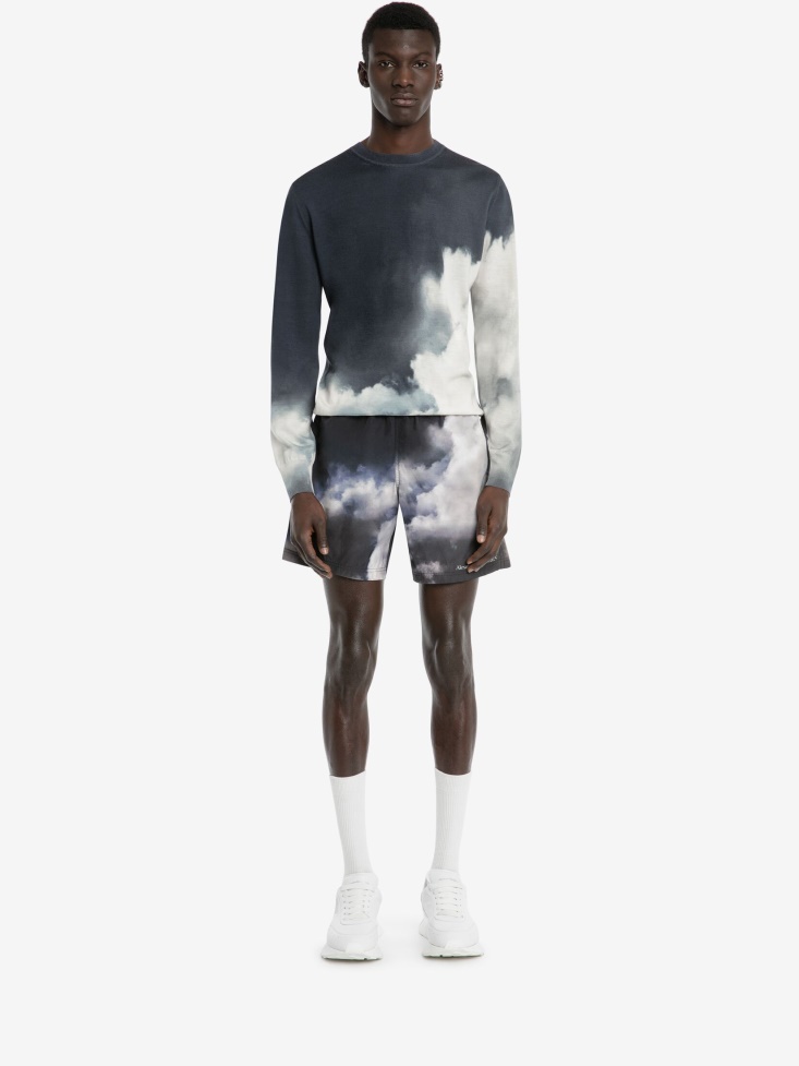 Ink/Ivory Men's Storm Sky Wool Silk Jumper Fashion Alexander McQueen