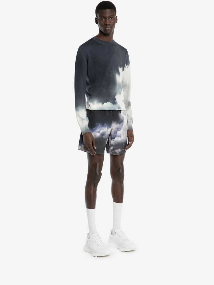 Ink/Ivory Men's Storm Sky Wool Silk Jumper Fashion Alexander McQueen