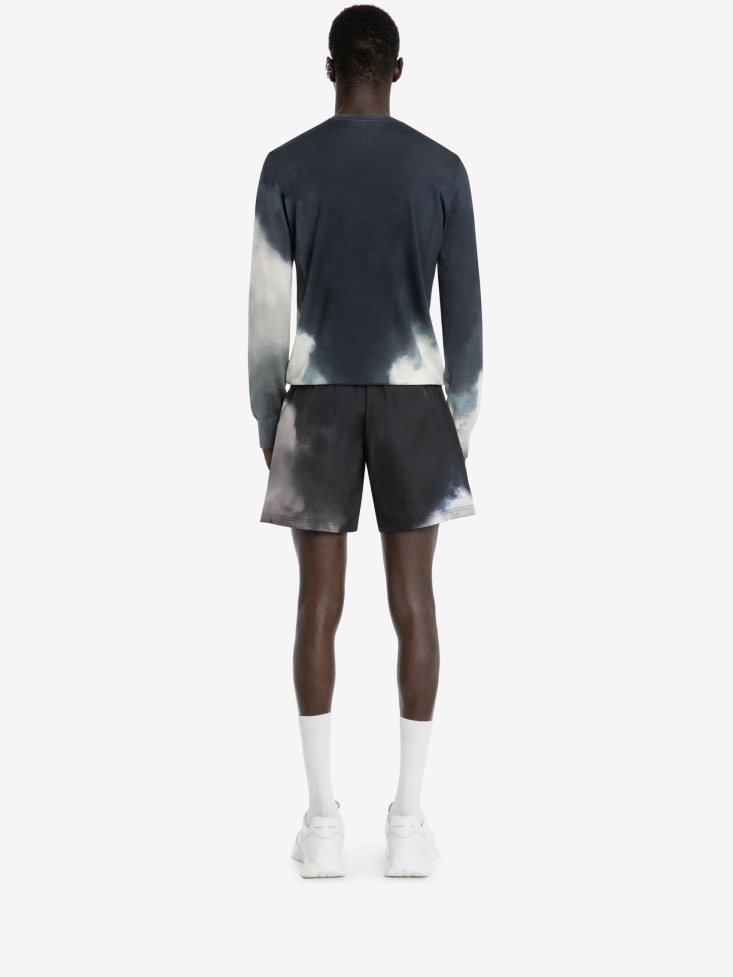 Ink/Ivory Men's Storm Sky Wool Silk Jumper Fashion Alexander McQueen