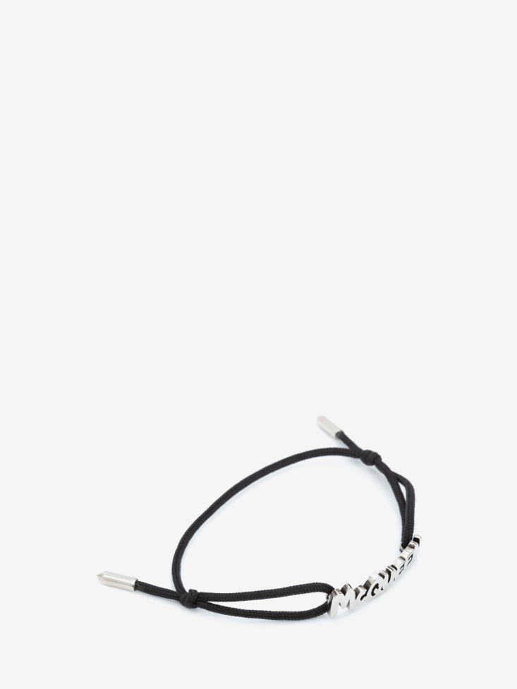 Black Fashion Alexander McQueen Men's in Graffiti Cut-Out Friendship Bracelet