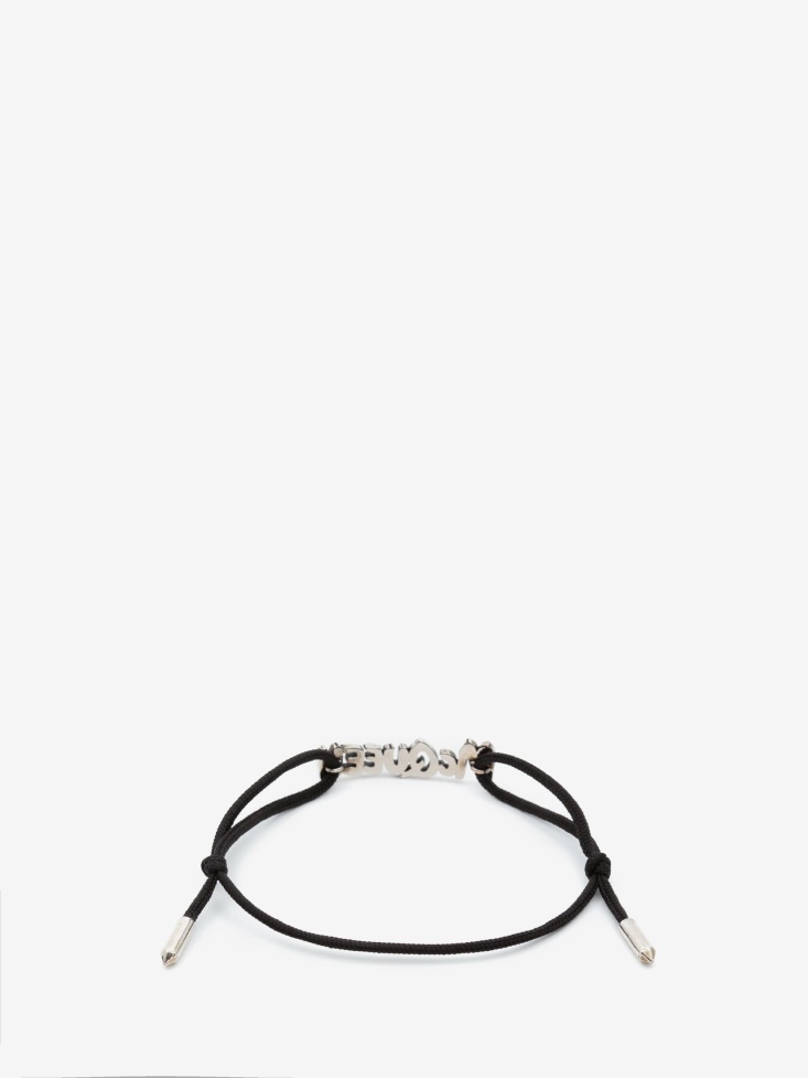 Black Fashion Alexander McQueen Men's in Graffiti Cut-Out Friendship Bracelet
