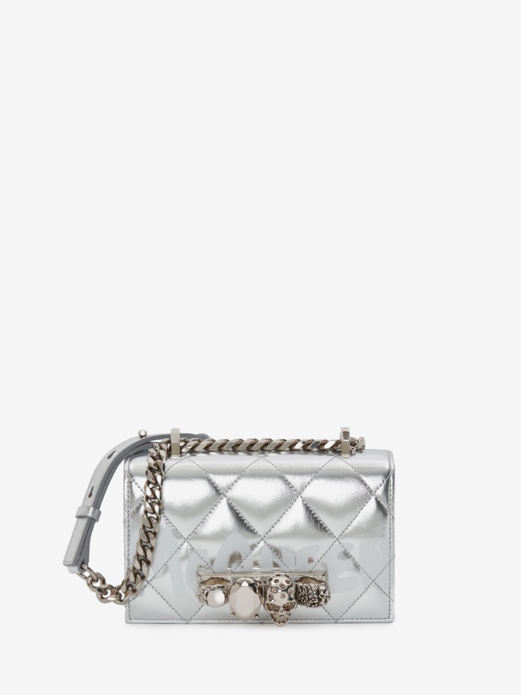 Women's in Graffiti Mini Jewelled Satchel Fashion Alexander McQueen Silver/White