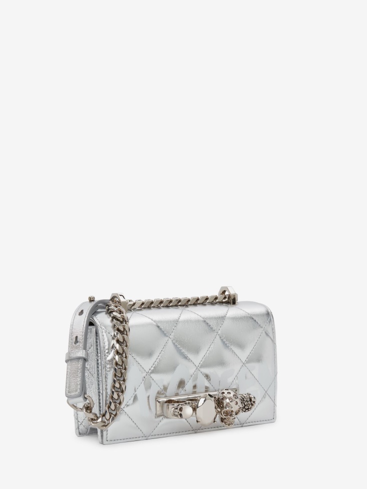 Women's in Graffiti Mini Jewelled Satchel Fashion Alexander McQueen Silver/White