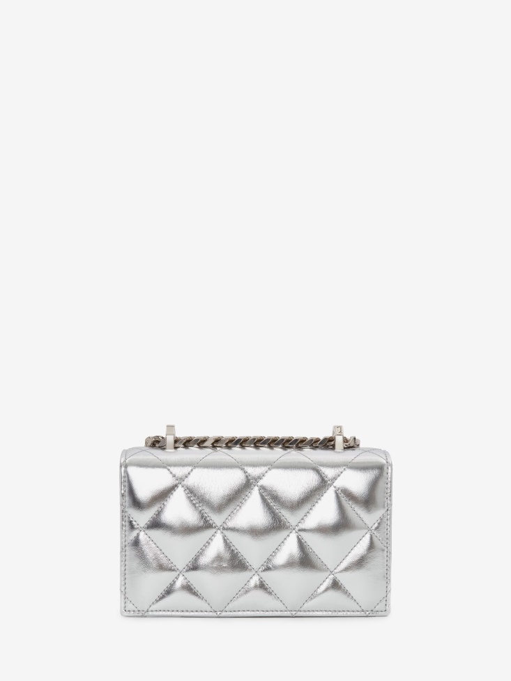 Women's in Graffiti Mini Jewelled Satchel Fashion Alexander McQueen Silver/White