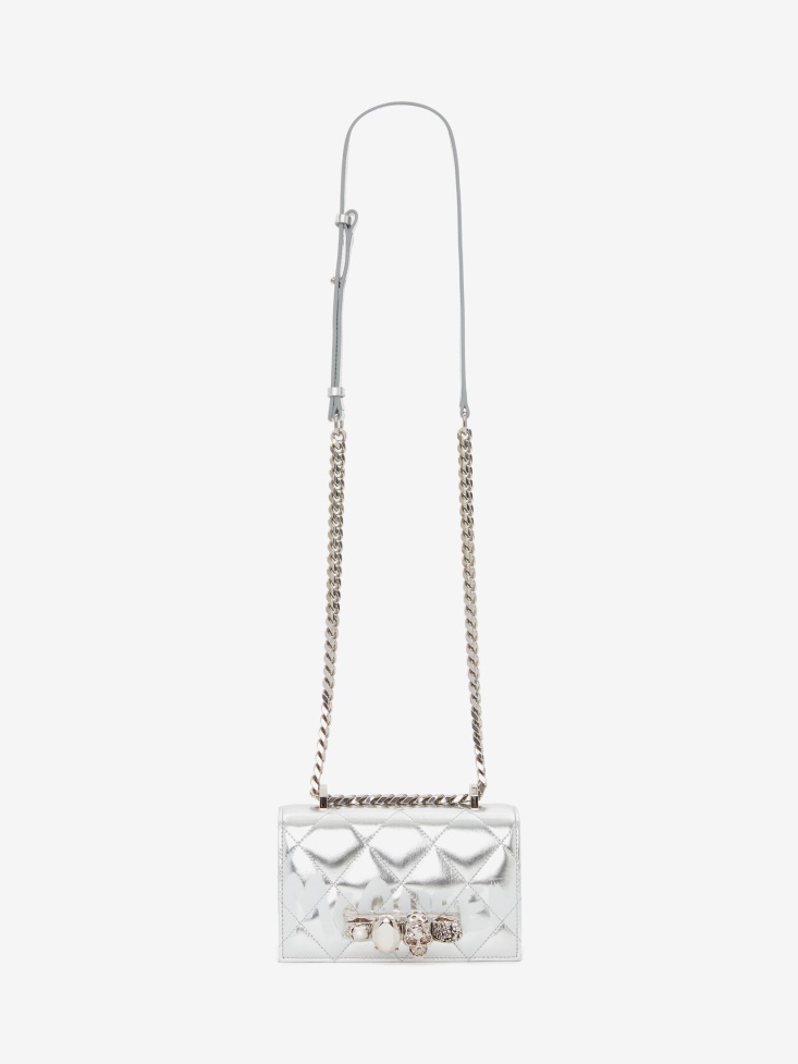 Women's in Graffiti Mini Jewelled Satchel Fashion Alexander McQueen Silver/White