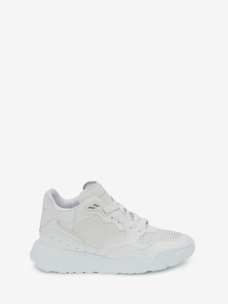 Fashion Alexander McQueen Men's Court Trainer White/Silver
