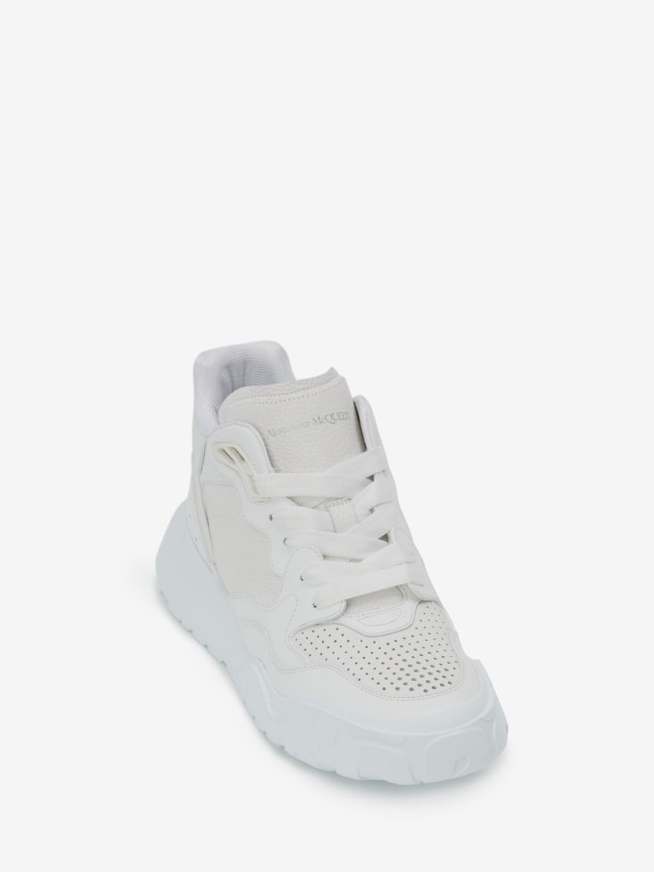 Fashion Alexander McQueen Men's Court Trainer White/Silver