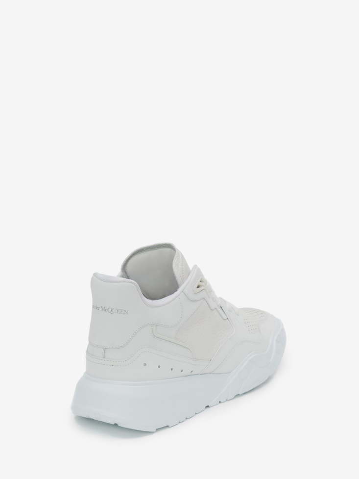 Fashion Alexander McQueen Men's Court Trainer White/Silver