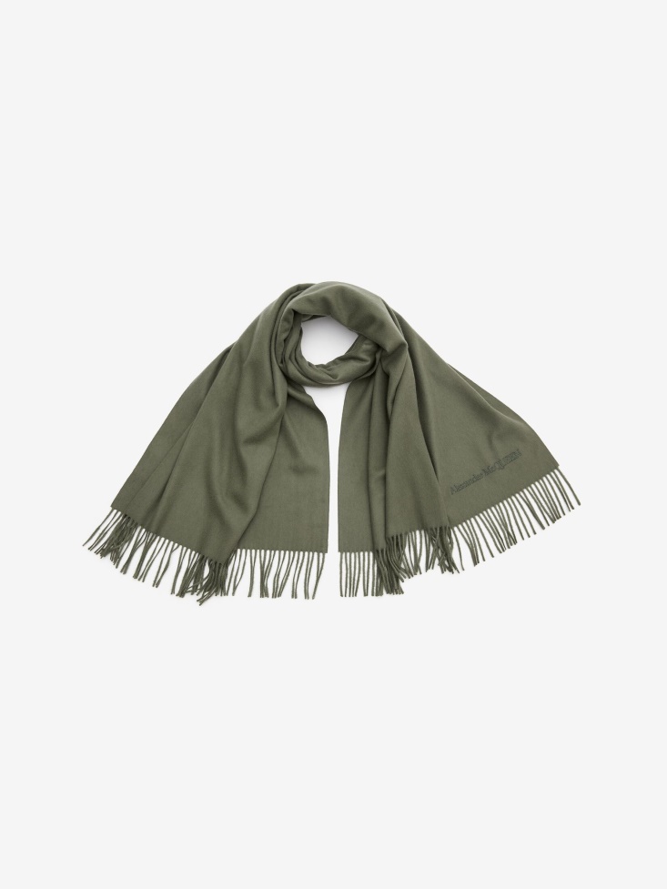 Khaki Women's Embroidered Stole Fashion Alexander McQueen