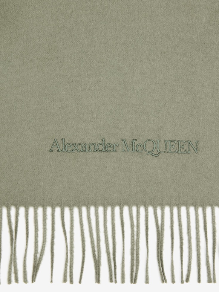 Khaki Women's Embroidered Stole Fashion Alexander McQueen