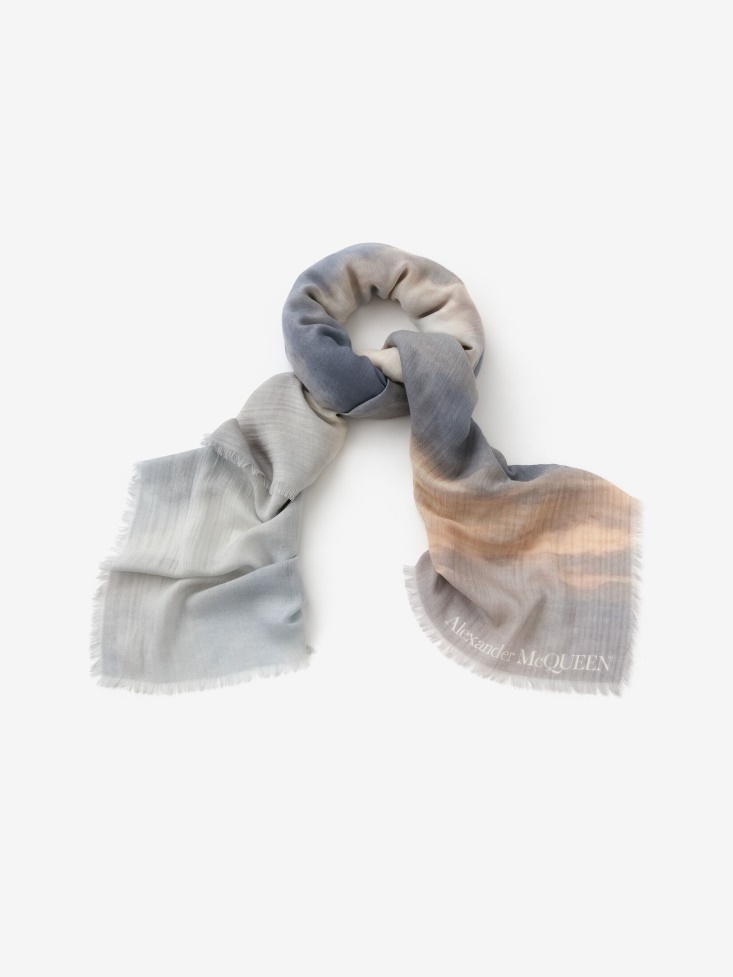 Women's Daybreak Cashmere Scarf Fashion Alexander McQueen Blue/Yellow