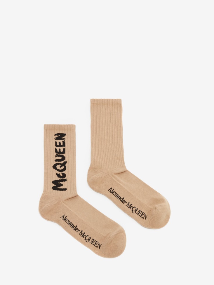 Beige Men's in Graffiti Socks Fashion Alexander McQueen