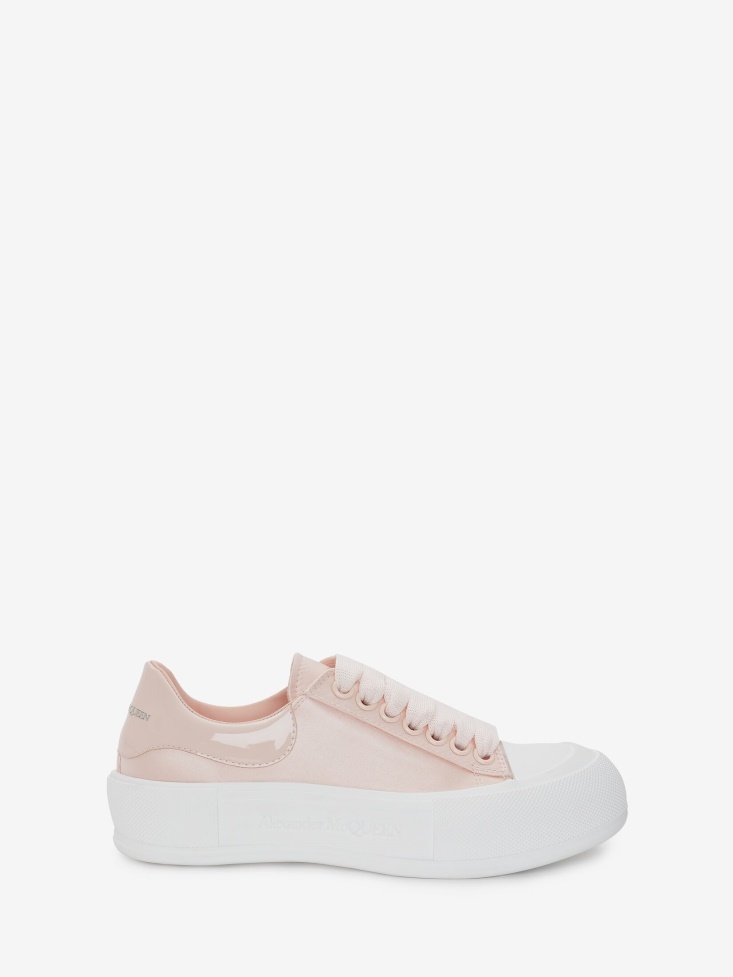 Tea Rose/White Fashion Alexander McQueen Women's Deck Lace Up Plimsoll