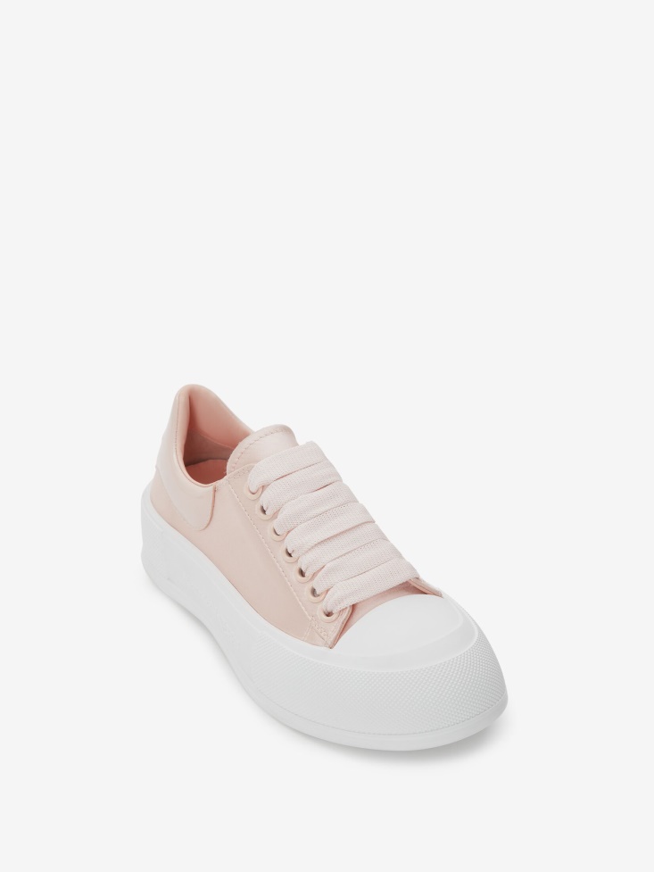 Tea Rose/White Fashion Alexander McQueen Women's Deck Lace Up Plimsoll