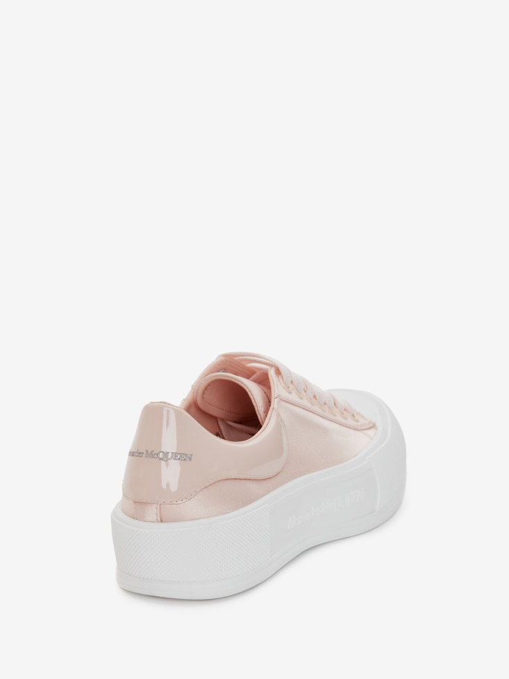 Tea Rose/White Fashion Alexander McQueen Women's Deck Lace Up Plimsoll