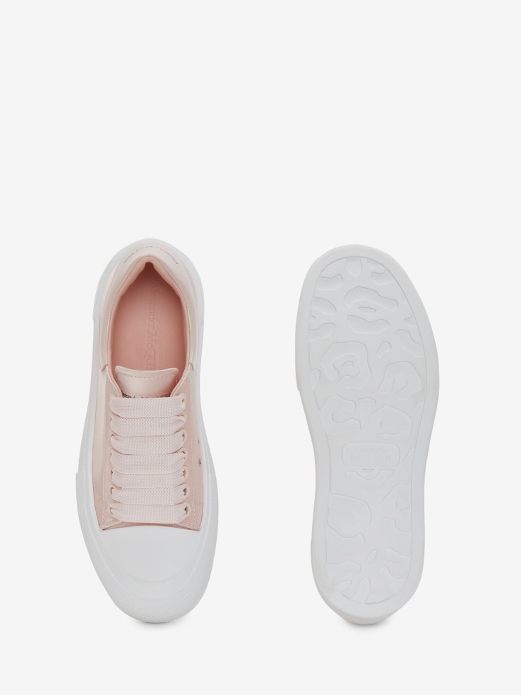 Tea Rose/White Fashion Alexander McQueen Women's Deck Lace Up Plimsoll
