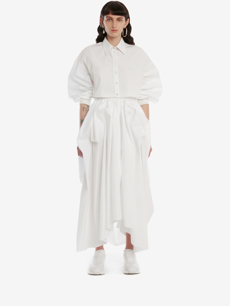 Fashion Alexander McQueen Women's Parachute Skirt Optical White