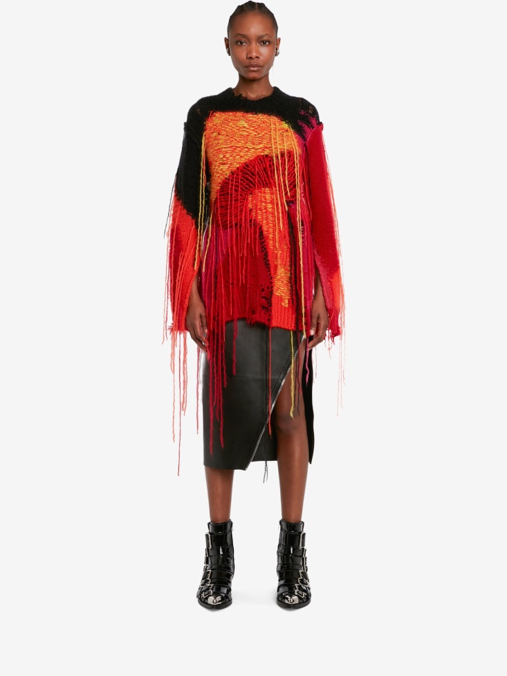Orange/Red Fashion Alexander McQueen Women's Mushroom Intarsia Jumper