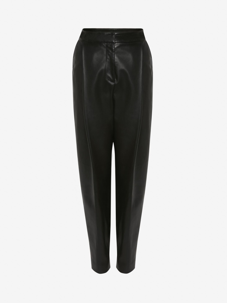 Fashion Alexander McQueen Black Women's Pleated Leather Trousers