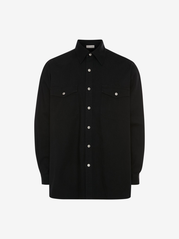 Men's Oversized Denim Shirt Black Fashion Alexander McQueen
