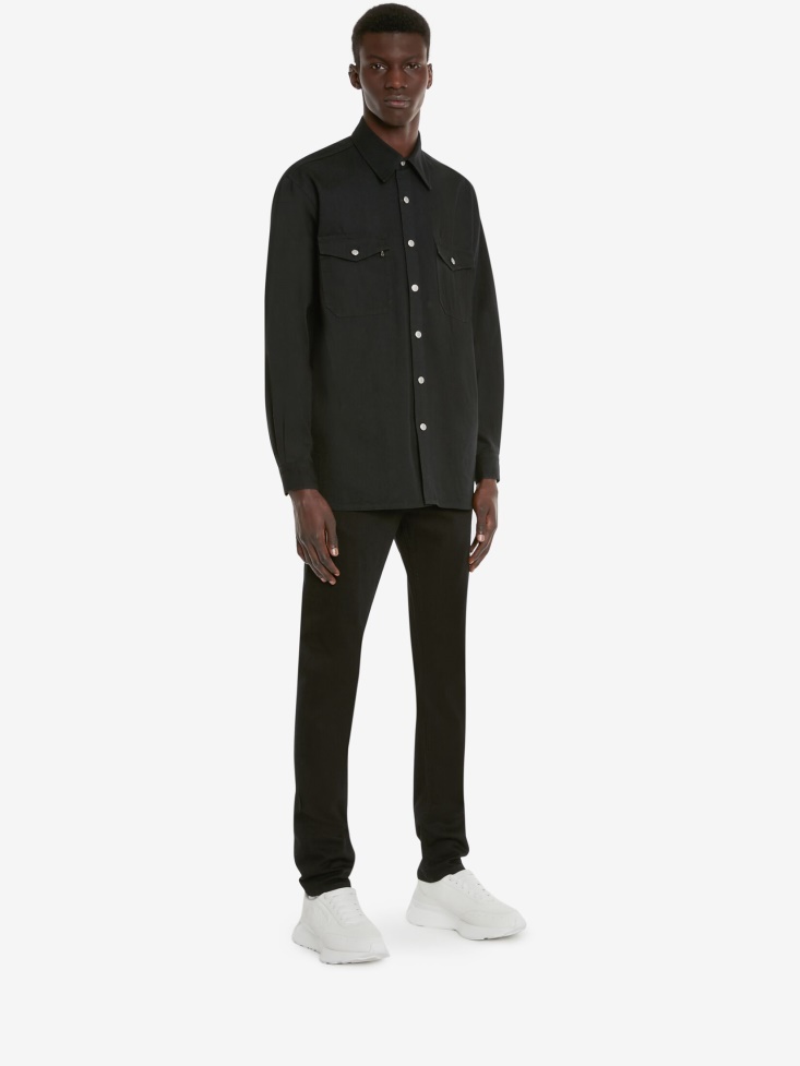 Men's Oversized Denim Shirt Black Fashion Alexander McQueen