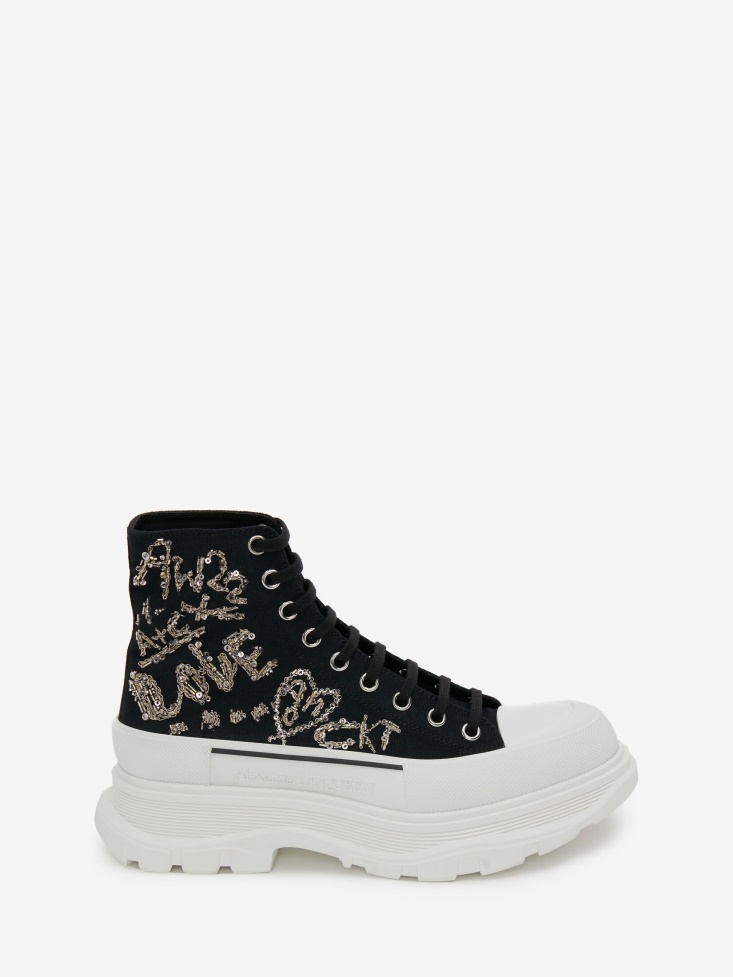 Men's Tread Slick Boot Fashion Alexander McQueen Black/Silver