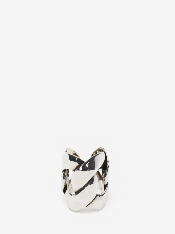 Fashion Alexander McQueen Antique Silver Women's Chain Ring