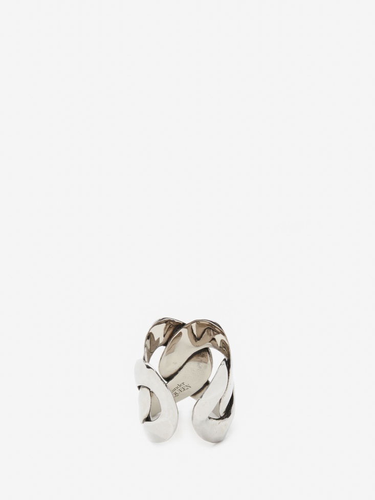 Fashion Alexander McQueen Antique Silver Women's Chain Ring