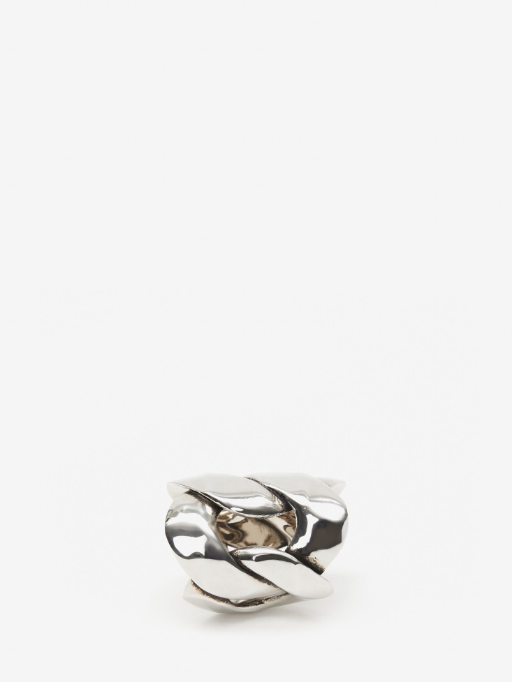 Fashion Alexander McQueen Antique Silver Women's Chain Ring