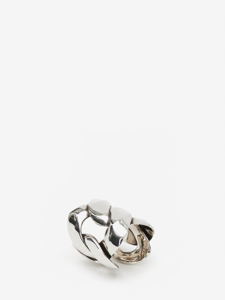 Fashion Alexander McQueen Antique Silver Women's Chain Ring