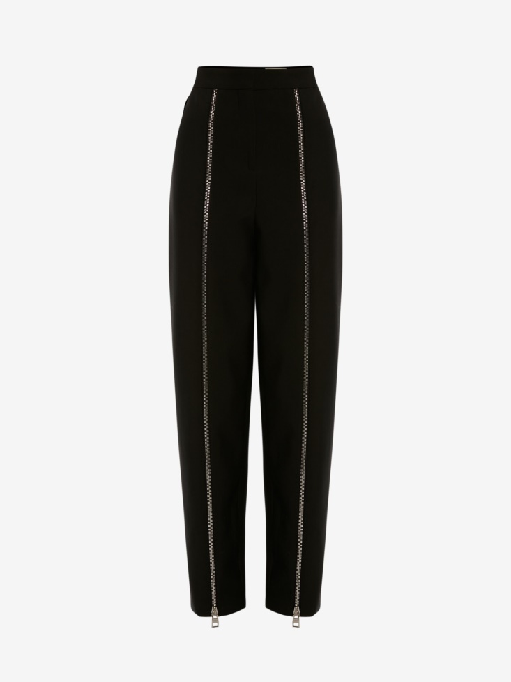 Black Women's Wool Zip Trouser Fashion Alexander McQueen