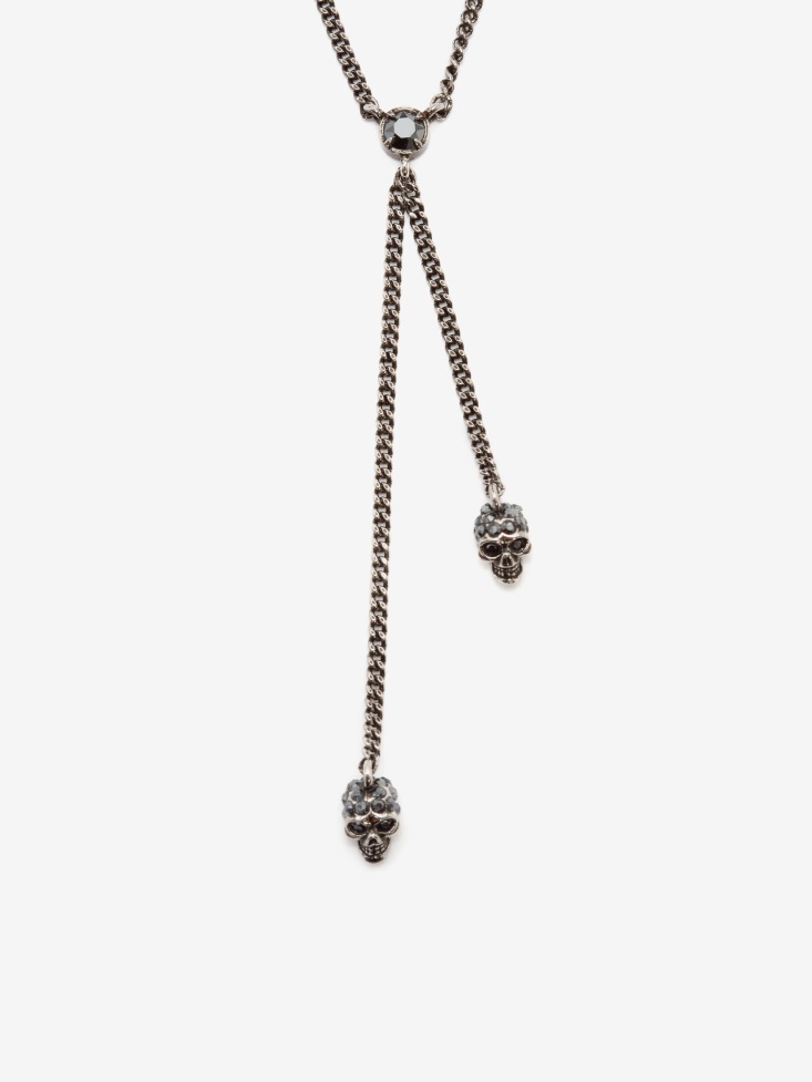 Women's Double-Wrap Chain Skull Necklace Silver Fashion Alexander McQueen