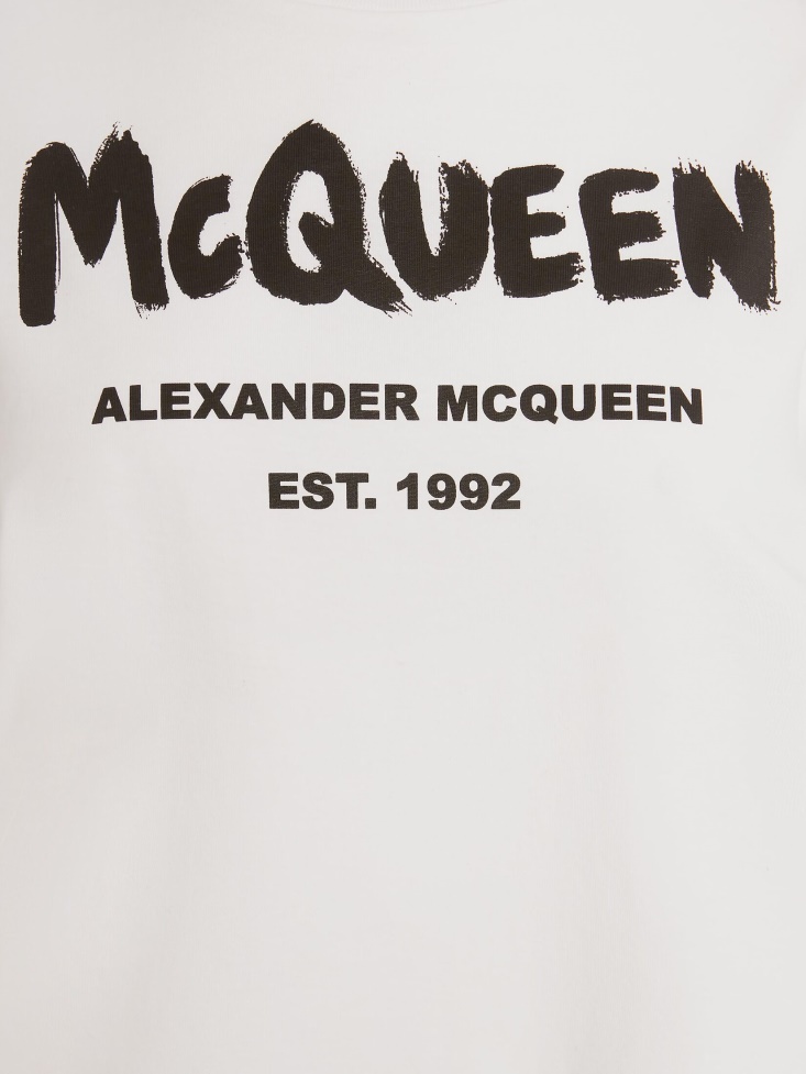 White/Black Women's in Graffiti T-Shirt Fashion Alexander McQueen