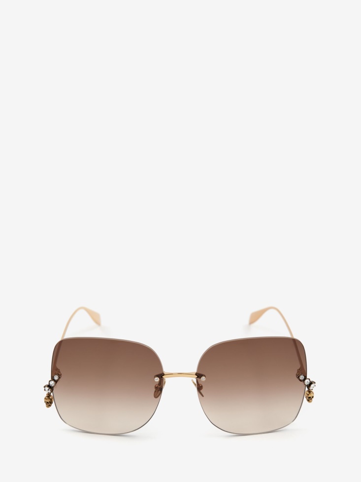 Women's Skull Pendant Jewelled Sunglasses Fashion Alexander McQueen Antique Gold
