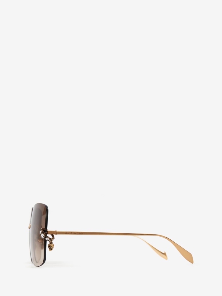 Women's Skull Pendant Jewelled Sunglasses Fashion Alexander McQueen Antique Gold