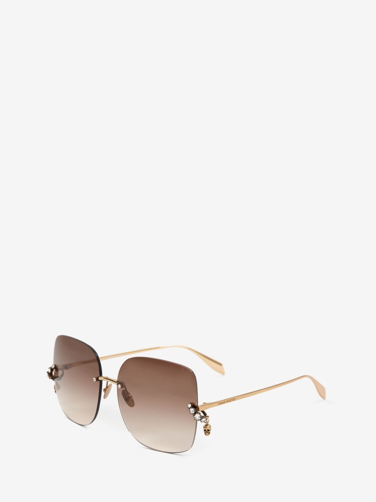 Women's Skull Pendant Jewelled Sunglasses Fashion Alexander McQueen Antique Gold