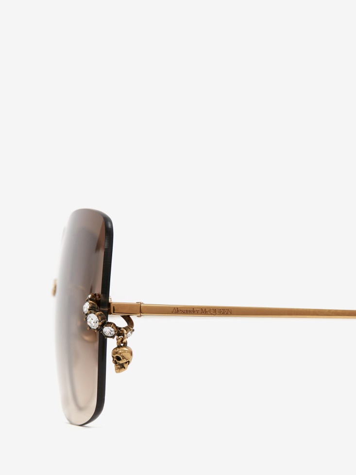 Women's Skull Pendant Jewelled Sunglasses Fashion Alexander McQueen Antique Gold