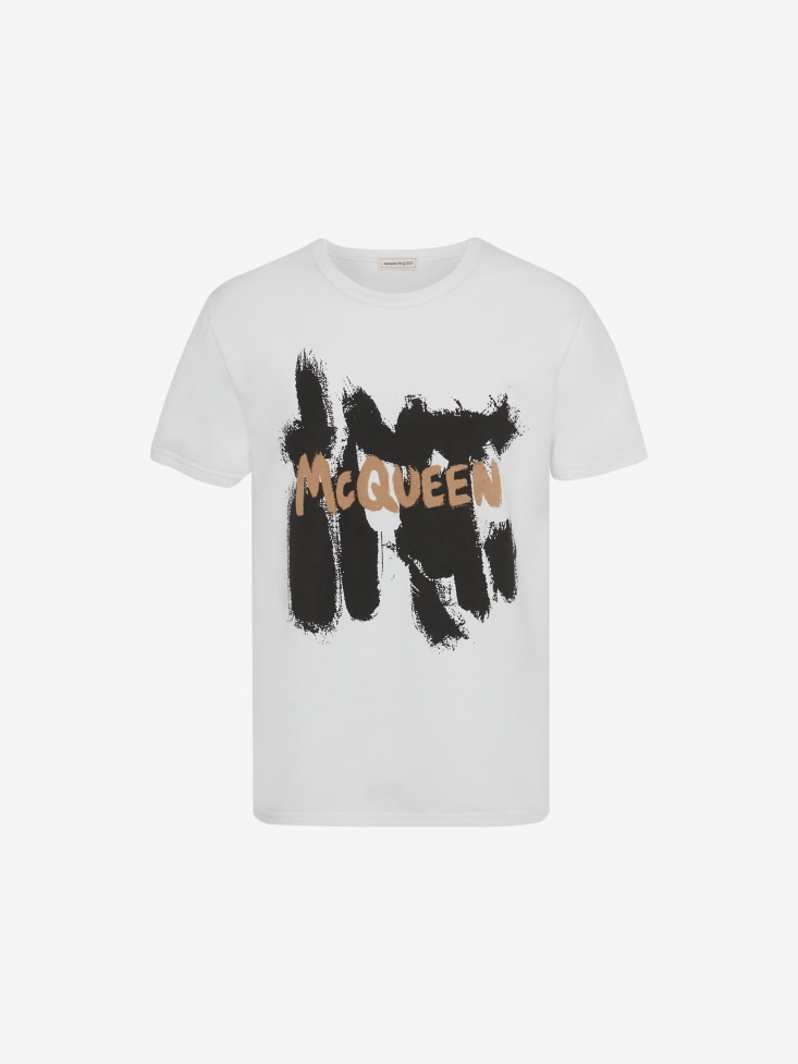 Fashion Alexander McQueen White Men's in Graffiti T-Shirt