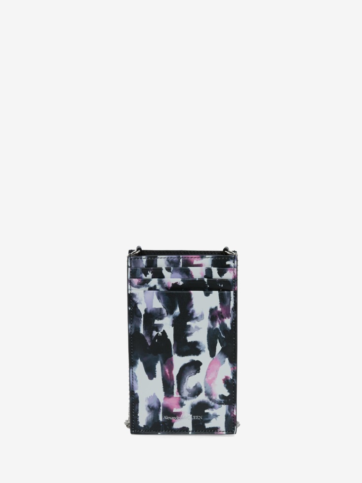 Fashion Alexander McQueen Women's in Graffiti Skull Phone Case With Chain Multicolor