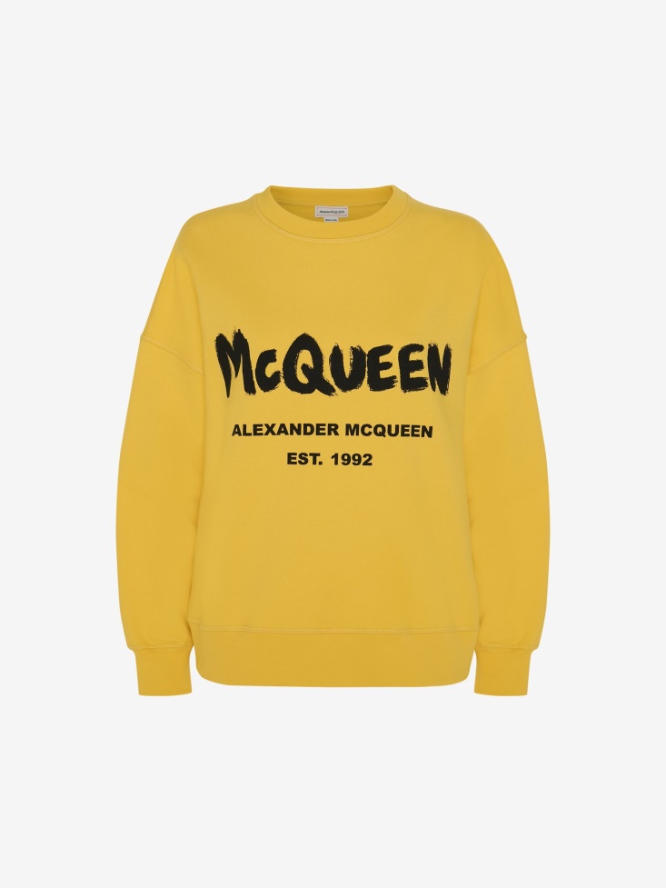 Women's in Graffiti Sweatshirt Fashion Alexander McQueen Pop Yellow / Black