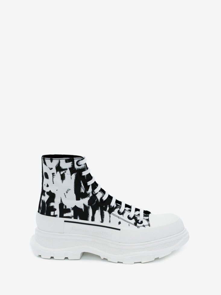 Fashion Alexander McQueen Men's in Graffiti Tread Slick Boot White