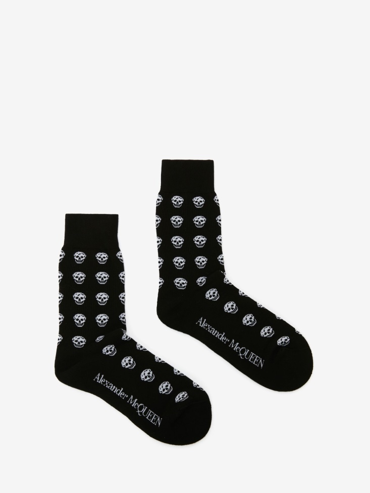 Black Men's Short Skull Socks Fashion Alexander McQueen