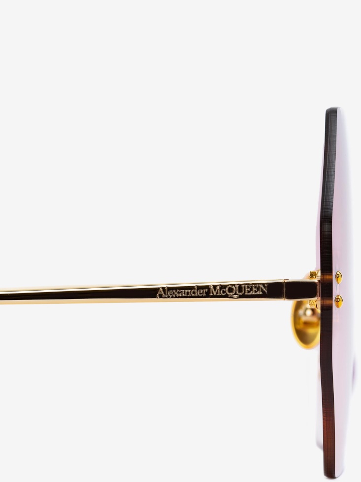 Gold/Red Fashion Alexander McQueen Women's Beetle Jewelled Sunglasses
