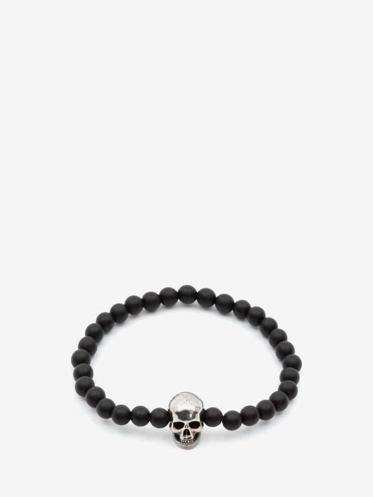 Men's Skull Beaded Bracelet Fashion Alexander McQueen Black/Silver