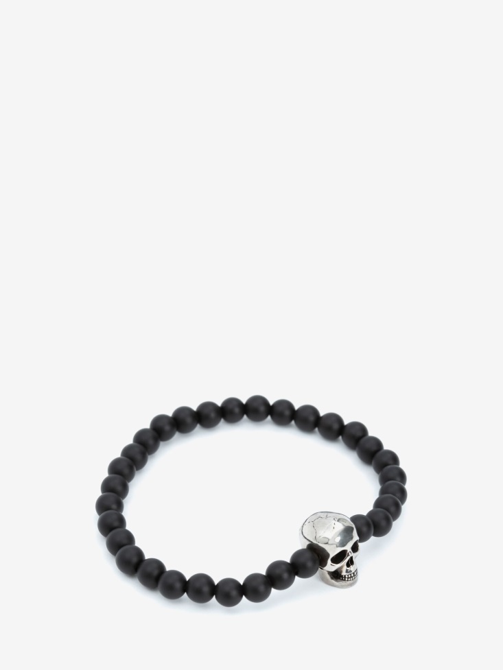 Men's Skull Beaded Bracelet Fashion Alexander McQueen Black/Silver