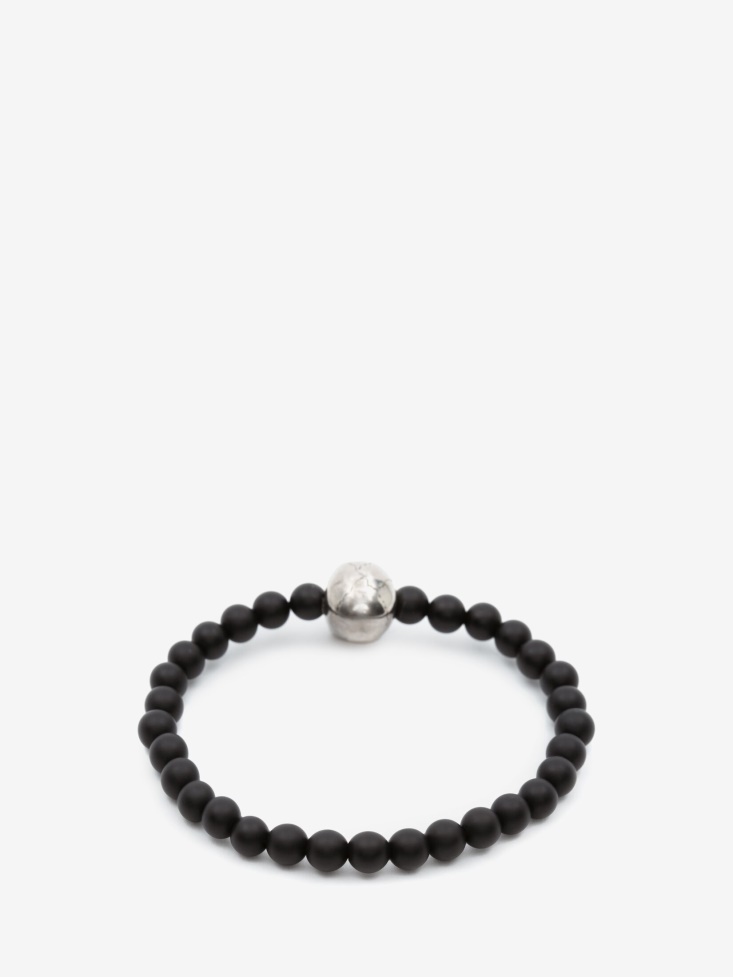 Men's Skull Beaded Bracelet Fashion Alexander McQueen Black/Silver