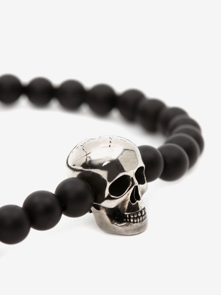 Men's Skull Beaded Bracelet Fashion Alexander McQueen Black/Silver