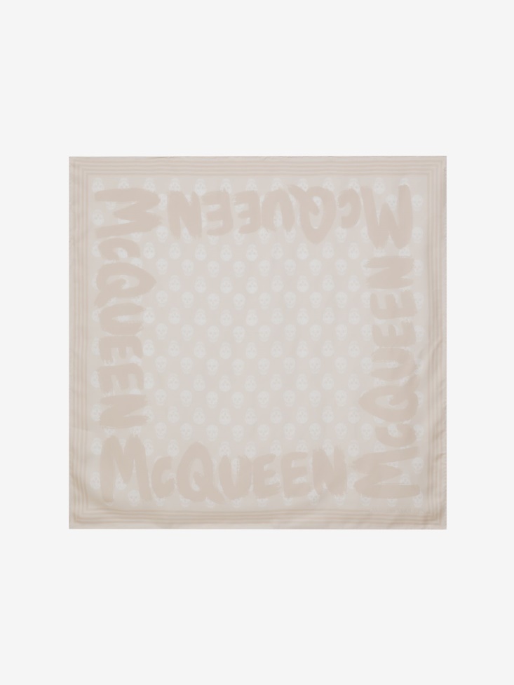 Cream Fashion Alexander McQueen Women's in Graffiti Biker Foulard